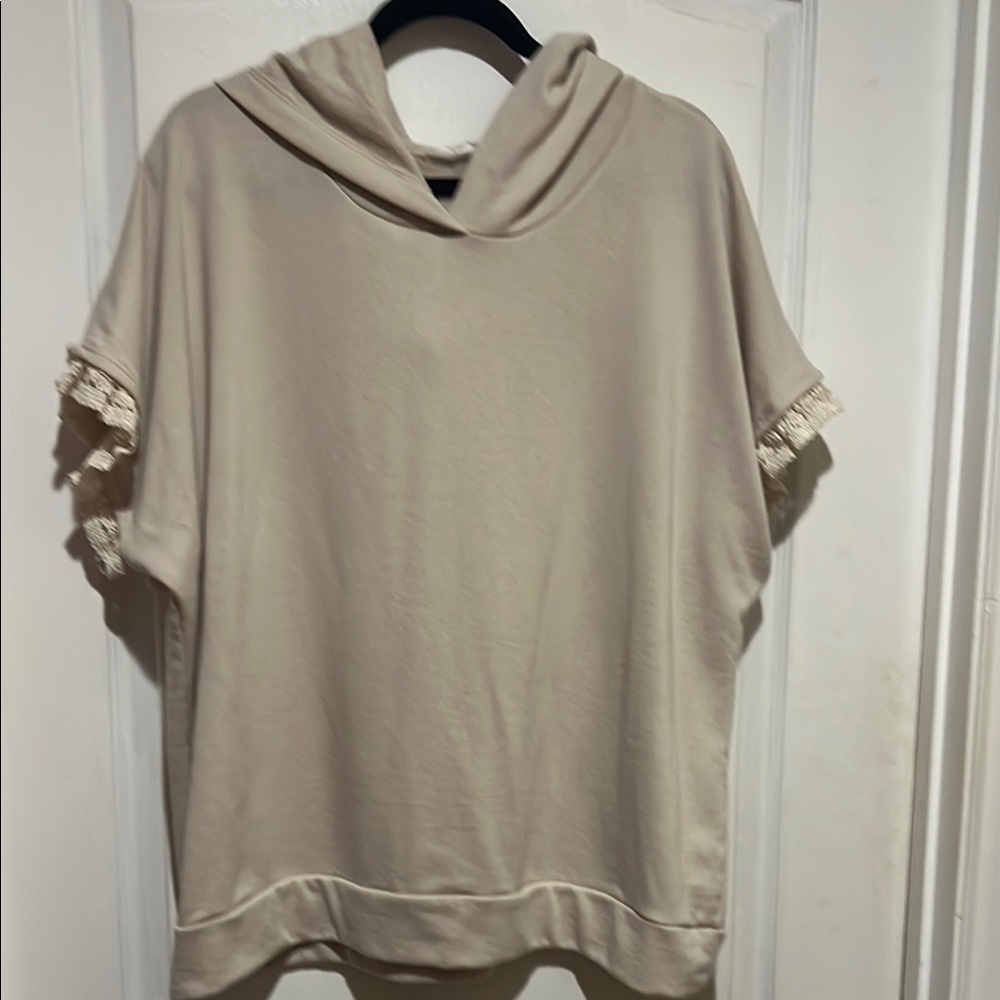 Chic Soul Tan Boxy Ruffled Hoodie